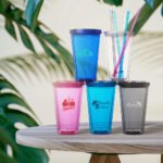 16 oz. Double Wall Acrylic Tumblers With Straws