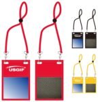NYLON 2D RING LARGE DOUBLE POUCH NECK WALLET