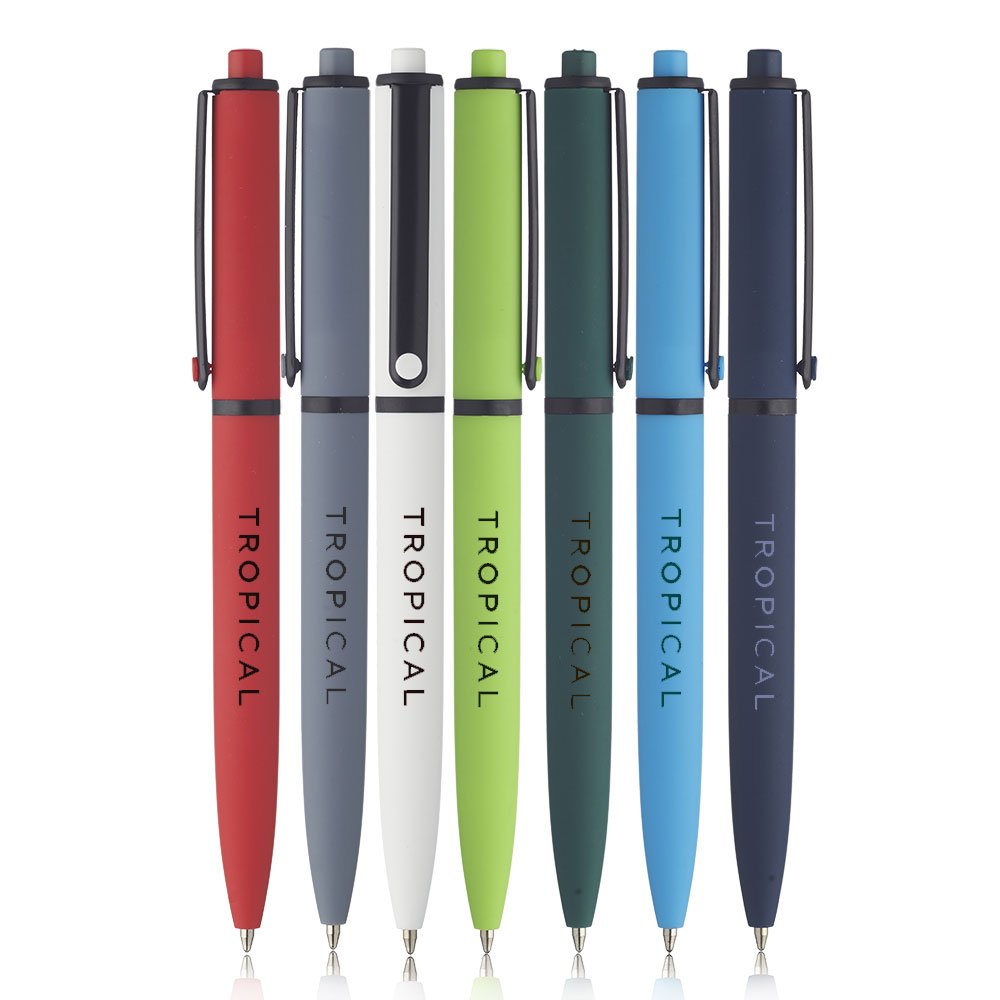 GALLERY_1_GERY_3_SILVER-solid-rubber-coated-plastic-ballpoint-pens-bp933-gallery-zoom1732031592 Solid Rubber Coated Plastic Ballpoint Pens - Image 1