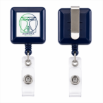 Square badge reel with Stationary belt clip