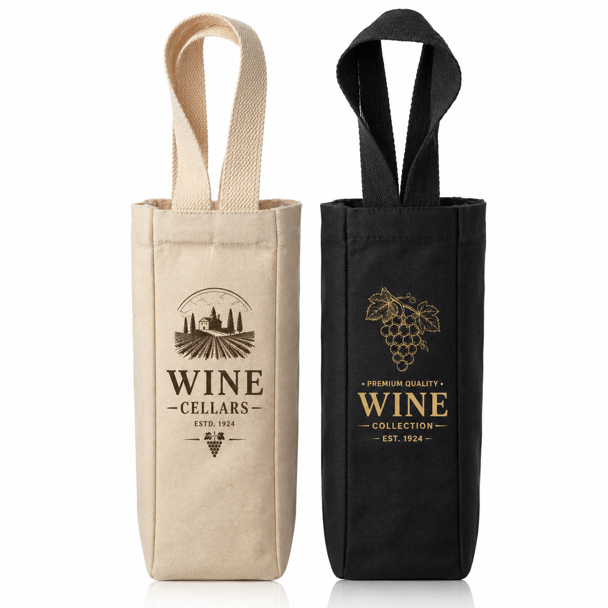 CWT08 Single Bottle Canvas Bottle Totes - Image 1