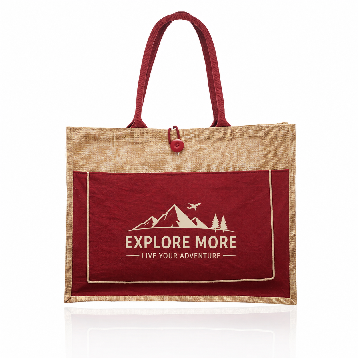 JTB02 Cotton Pocket Jute Tote Bags - Image 1