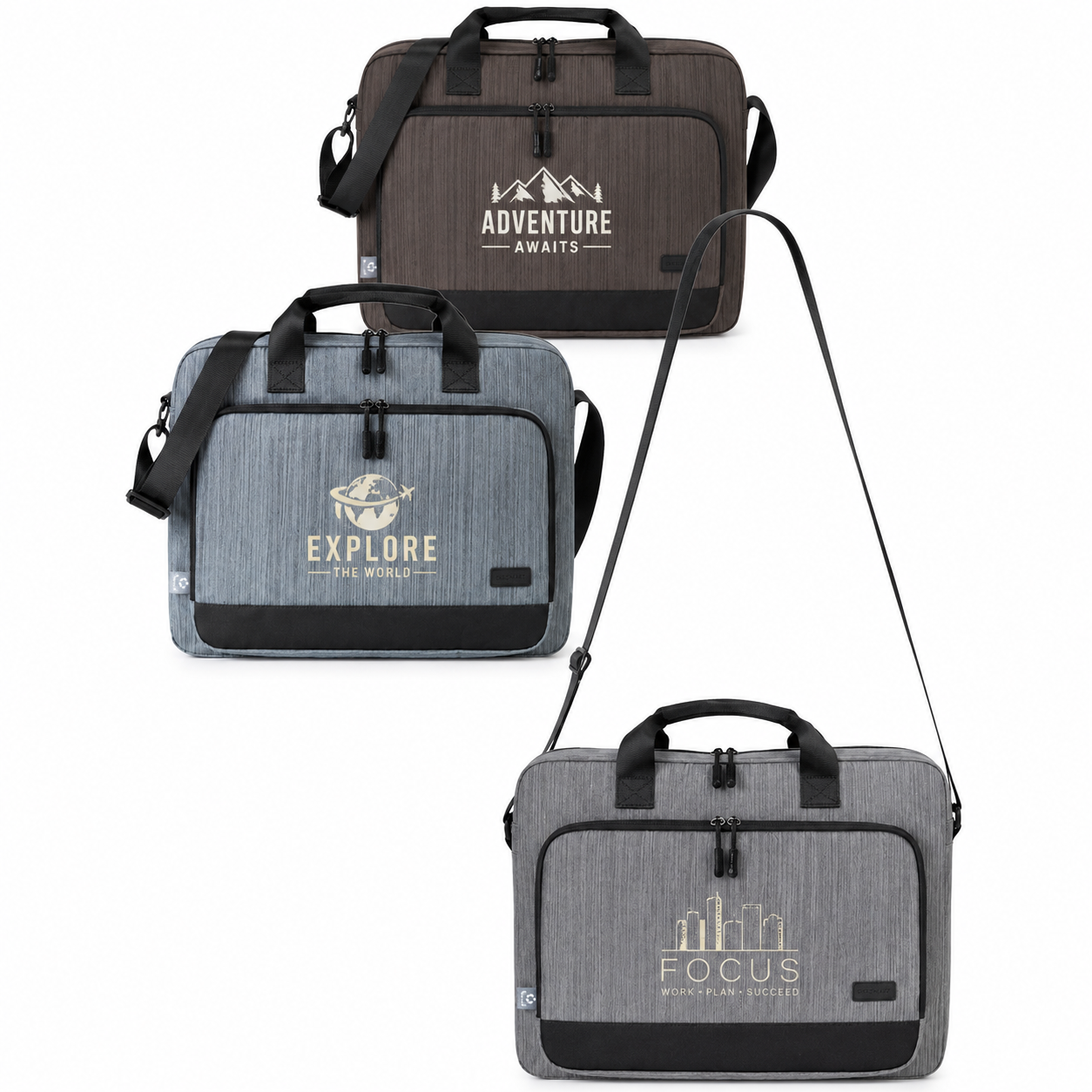RLB04 METRO Recycled Heather Laptop Brief Bag - Image 1