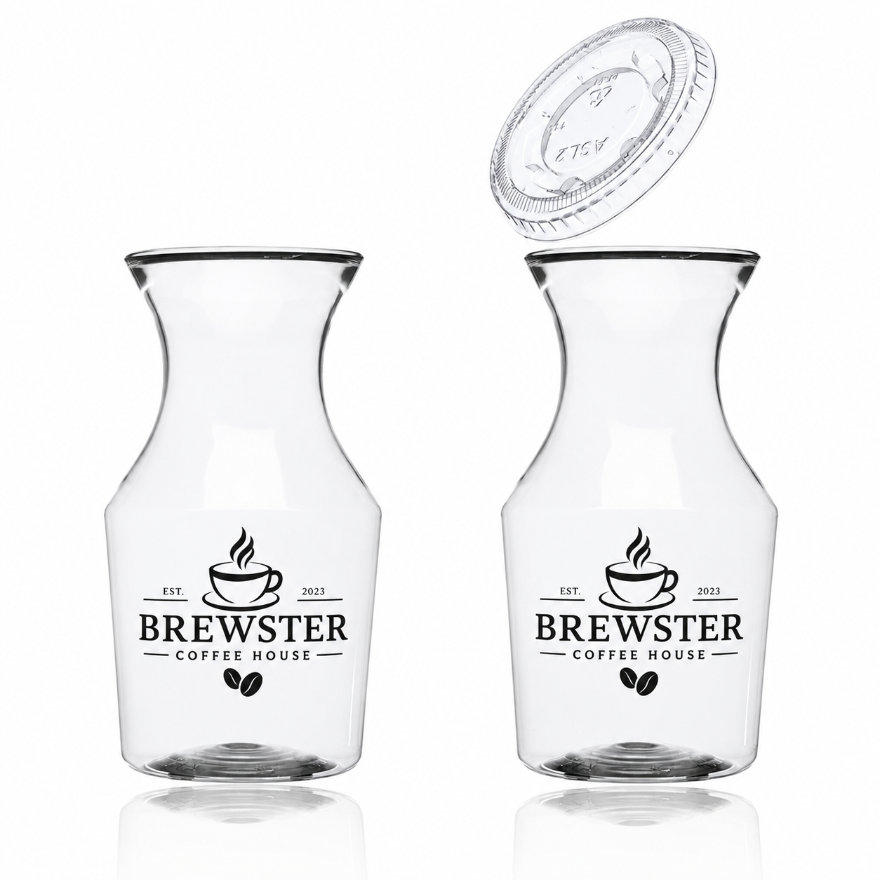 WP01 (2) Reserv 12 oz.Plastic Disposable Wine Carafe With Lid - Image 1